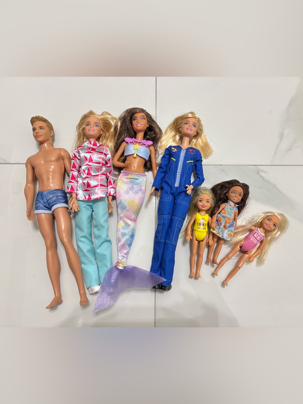 Mattel Barbie Dolls with Ken & Chelsea dolls Lot of 7